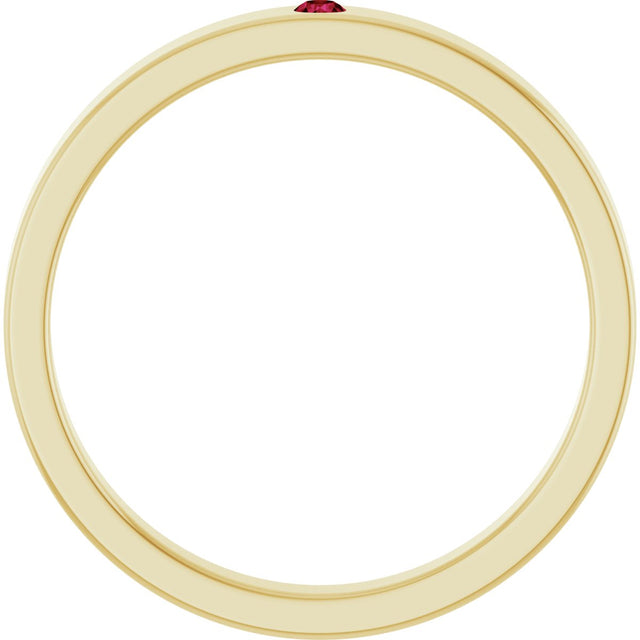 14K Gold Round Natural Ruby Family Stackable Ring – 1.75mm Stones - Yellow Gold - view 7