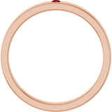 14K Gold Round Natural Ruby Family Stackable Ring – 1.75mm Stones - Rose Gold - view 7
