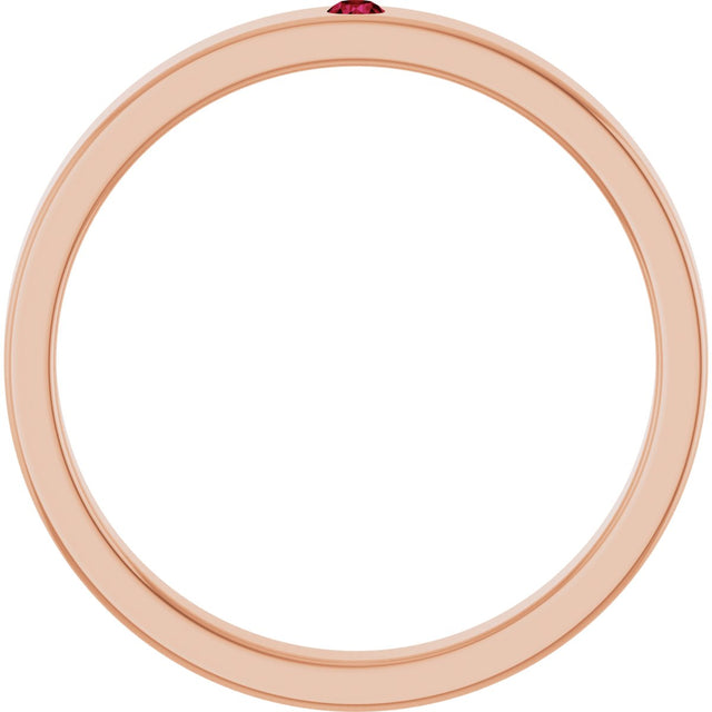 14K Gold Round Natural Ruby Family Stackable Ring – 1.75mm Stones - Rose Gold - view 7