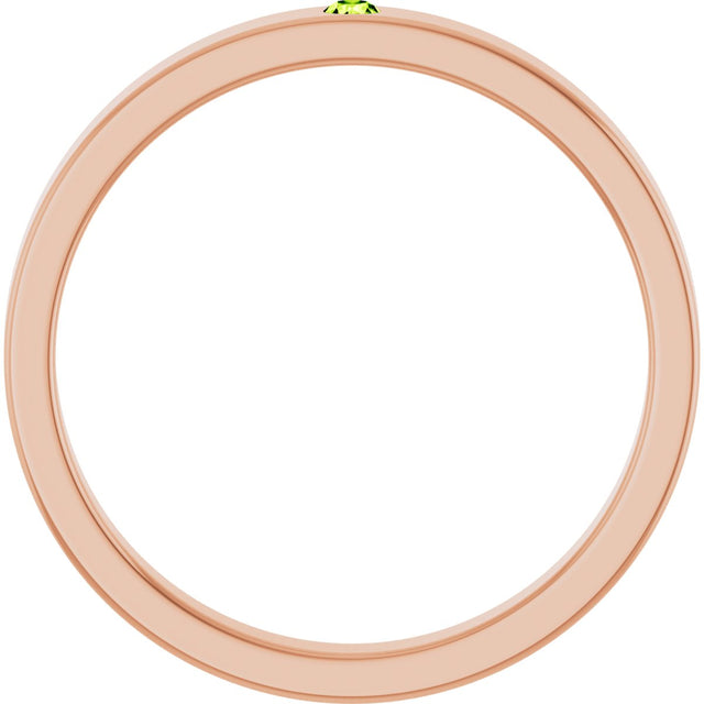 14K Gold Round Natural Peridot Family Stackable Ring – 1.75mm Stones - Rose Gold - view 7