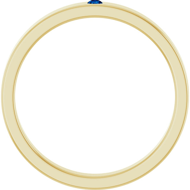 14K Gold Round Lab-Grown Blue Sapphire Family Stackable Ring – 1.75mm Stones - Yellow Gold - view 7