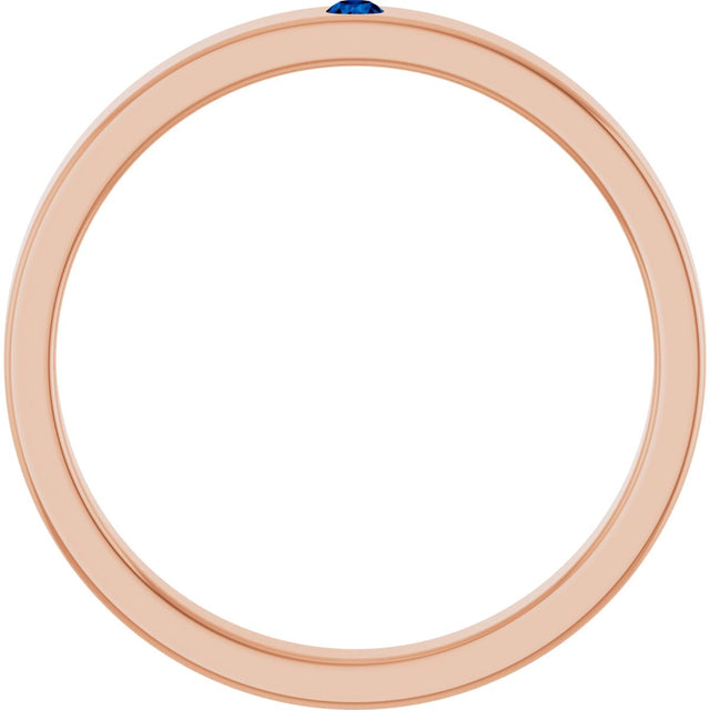 14K Gold Round Natural Blue Sapphire Family Stackable Ring – 1.75mm Stones - Rose Gold - view 7