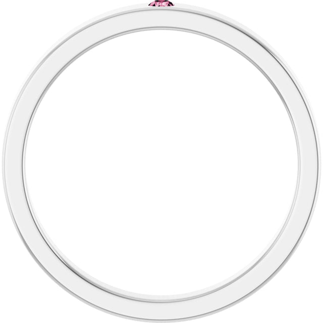 14K Gold Round Natural Pink Tourmaline Family Stackable Ring – 1.75mm Stones - White Gold - view 7