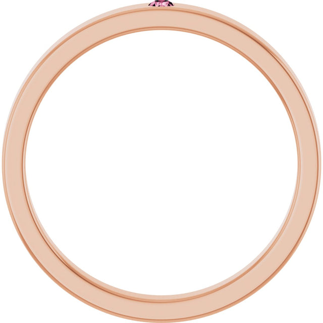 14K Gold Round Natural Pink Tourmaline Family Stackable Ring – 1.75mm Stones - Rose Gold - view 7