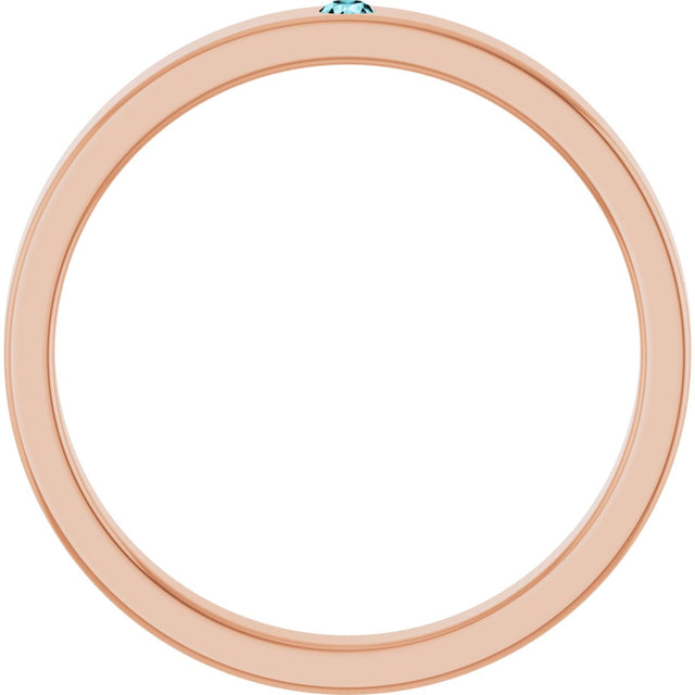 14K Gold Round Natural Blue Zircon Family Stackable Ring – 1.75mm Stones - Rose Gold - view 7