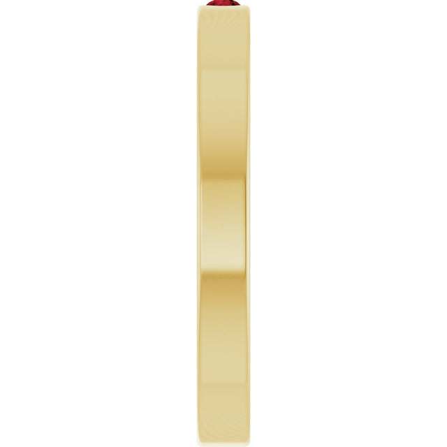 14K Gold Round Natural Mozambique Garnet Family Stackable Ring – 1.75mm Stones - Yellow Gold - view 9
