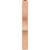 14K Gold Round Natural Mozambique Garnet Family Stackable Ring – 1.75mm Stones - Rose Gold - view 9