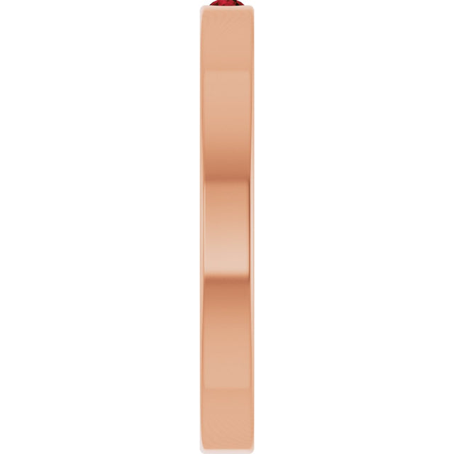 14K Gold Round Natural Mozambique Garnet Family Stackable Ring – 1.75mm Stones - Rose Gold - view 9