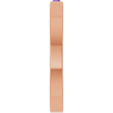 14K Gold Round Natural Amethyst Family Stackable Ring – 1.75mm Stones - Rose Gold - view 9