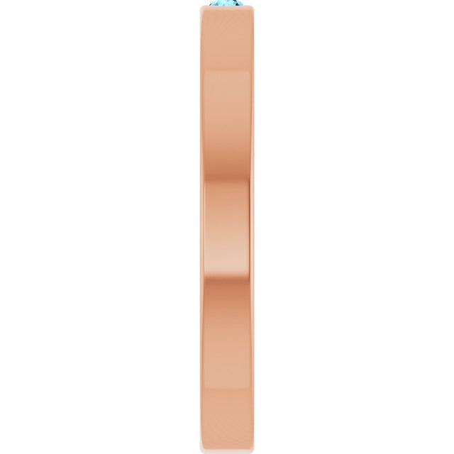 14K Gold Round Natural Aquamarine Family Stackable Ring – 1.75mm Stones - Rose Gold - view 9
