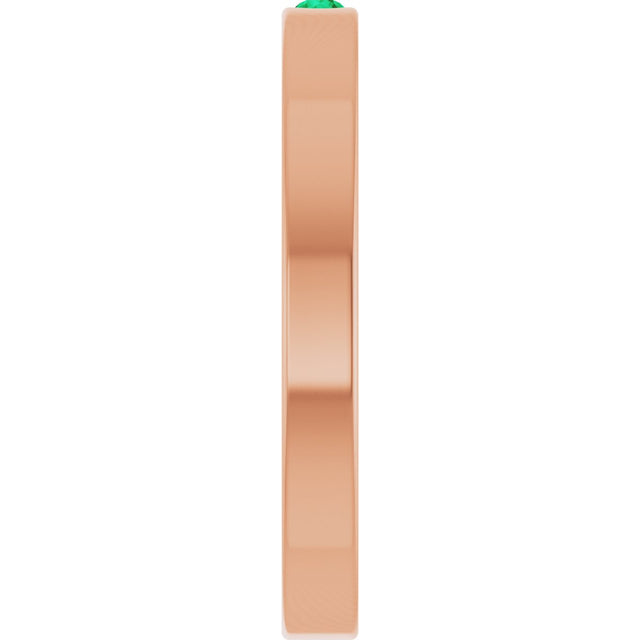 14K Gold Round Lab-Grown Emerald Family Stackable Ring – 1.75mm Stones - Rose Gold - view 9