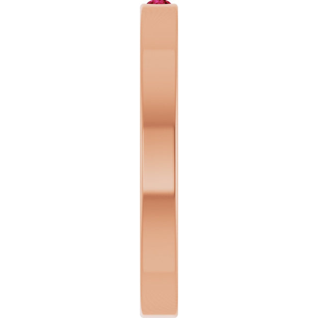 14K Gold Round Natural Ruby Family Stackable Ring – 1.75mm Stones - Rose Gold - view 9