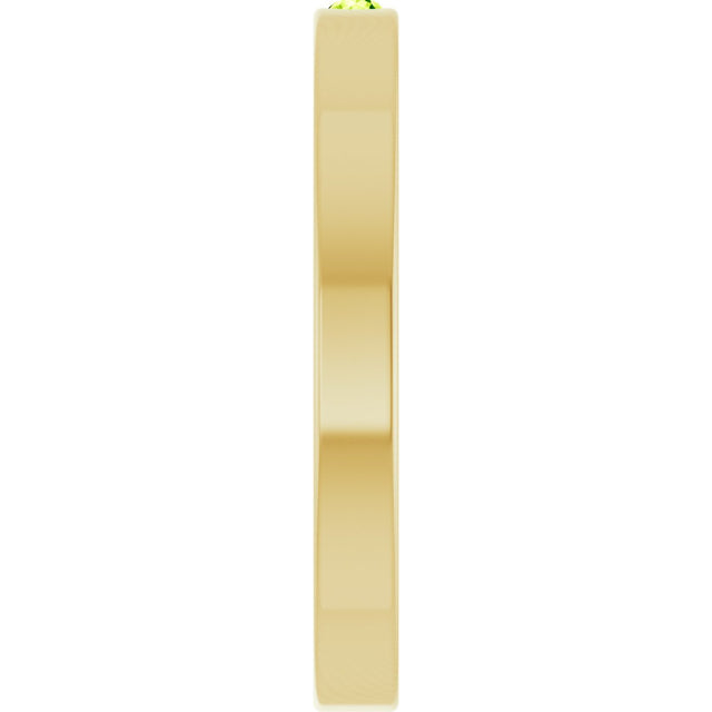 14K Gold Round Natural Peridot Family Stackable Ring – 1.75mm Stones - Yellow Gold - view 9