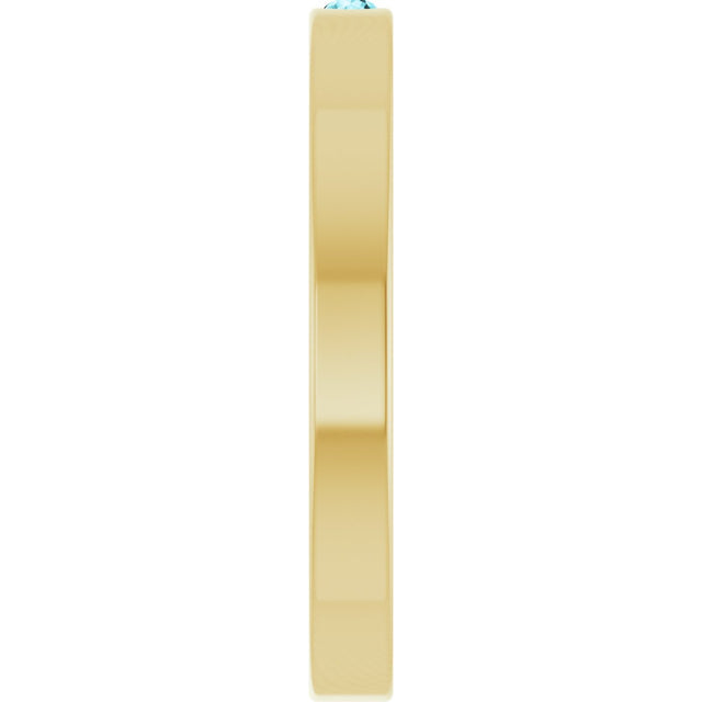 14K Gold Round Natural Blue Zircon Family Stackable Ring – 1.75mm Stones - Yellow Gold - view 9
