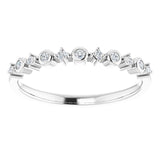 14K Gold Round Natural Diamond Stackable Ring V - White Gold - view 8