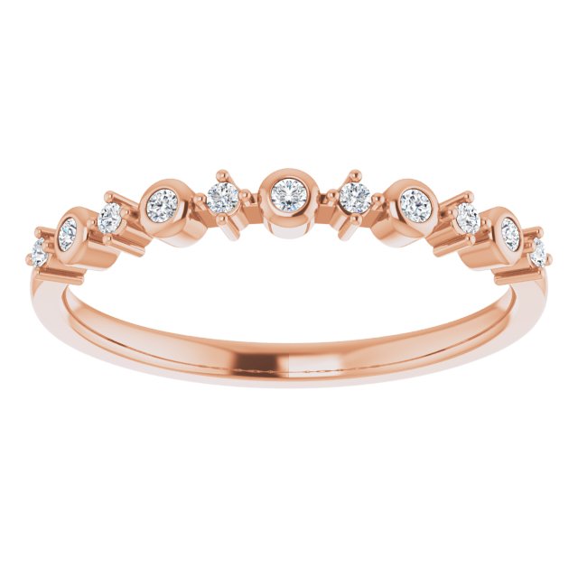 14K Gold Round Natural Diamond Stackable Ring V - Rose Gold - view 8