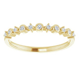 14K Gold Round Natural Diamond Stackable Ring V - Yellow Gold - view 8