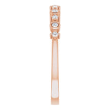 14K Gold Round Natural Diamond Stackable Ring V - Rose Gold - view 9
