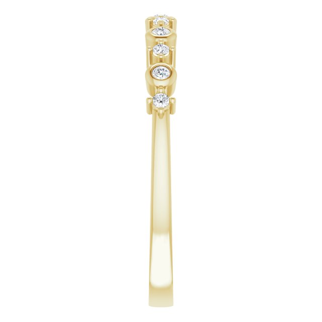 14K Gold Round Natural Diamond Stackable Ring V - Yellow Gold - view 9