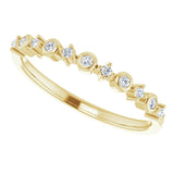 14K Gold Round Natural Diamond Stackable Ring V - Yellow Gold - view 10