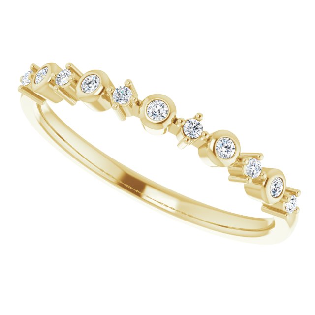 14K Gold Round Natural Diamond Stackable Ring V - Yellow Gold - view 10