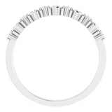 14K Gold Round Natural Diamond Stackable Ring V - White Gold - view 7