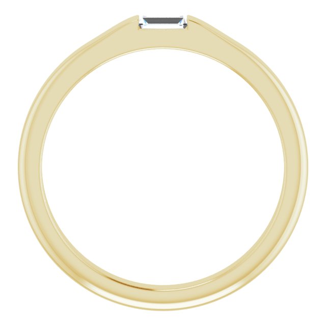 14K Gold Straight Baguette Natural Diamond Stackable Ring - Yellow Gold - view 7