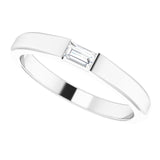 Platinum Straight Baguette Natural Diamond Stackable Ring - view 10