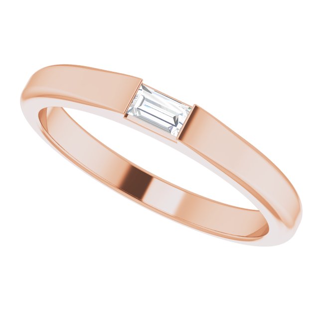 14K Gold Straight Baguette Natural Diamond Stackable Ring - Rose Gold - view 10