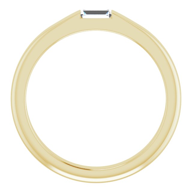 14K Gold Straight Baguette Natural Diamond Stackable Ring - Yellow Gold - view 7