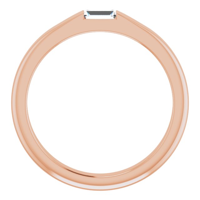 14K Gold Straight Baguette Natural Diamond Stackable Ring - Rose Gold - view 7