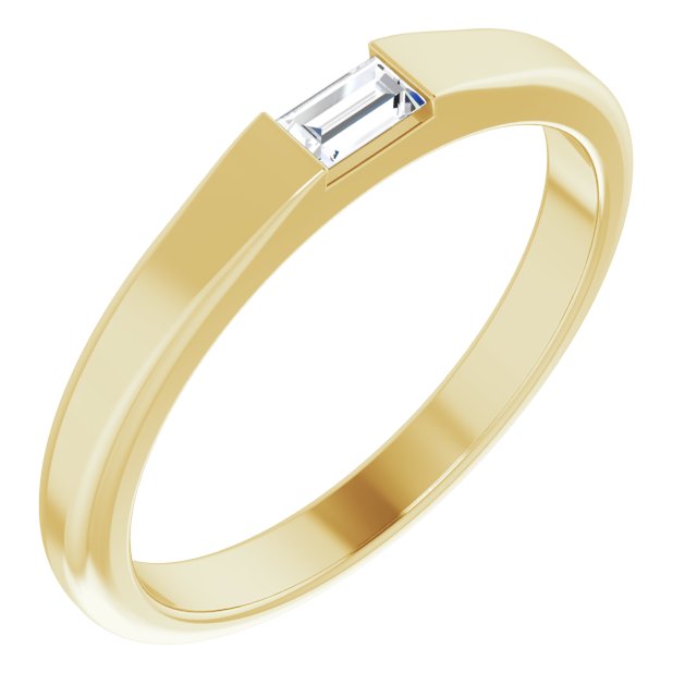 14K Gold Straight Baguette Natural Diamond Stackable Ring - Yellow Gold - view 6