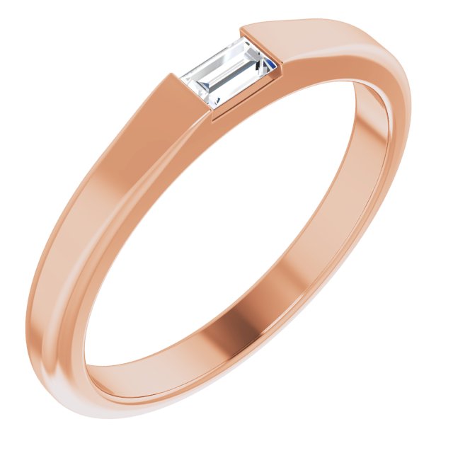 14K Gold Straight Baguette Natural Diamond Stackable Ring - Rose Gold - view 6