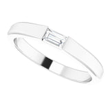 Platinum Straight Baguette Natural Diamond Stackable Ring - view 10