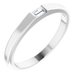 Platinum Straight Baguette Natural Diamond Stackable Ring - view 6