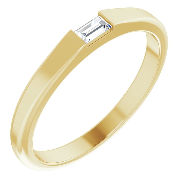 14K Gold Straight Baguette Natural Diamond Stackable Ring - Yellow Gold - view 6