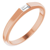 14K Gold Straight Baguette Natural Diamond Stackable Ring - Rose Gold - view 6