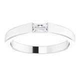 Platinum Straight Baguette Natural Diamond Stackable Ring - view 8
