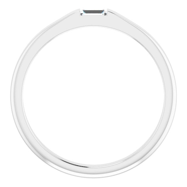 Platinum Straight Baguette Natural Diamond Stackable Ring - view 7