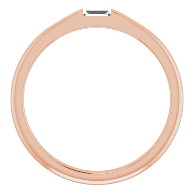14K Gold Straight Baguette Natural Diamond Stackable Ring - Rose Gold - view 7