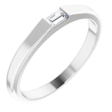 Platinum Straight Baguette Natural Diamond Stackable Ring - view 6