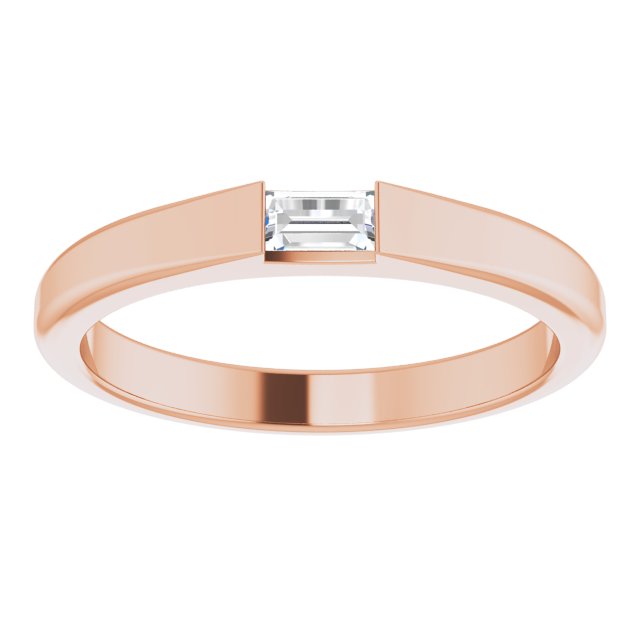 14K Gold Straight Baguette Natural Diamond Stackable Ring - Rose Gold - view 8