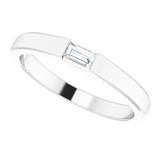 Platinum Straight Baguette Natural Diamond Stackable Ring - view 10