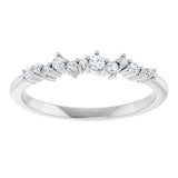 Platinum Round Natural Diamond Stackable Ring V - view 8