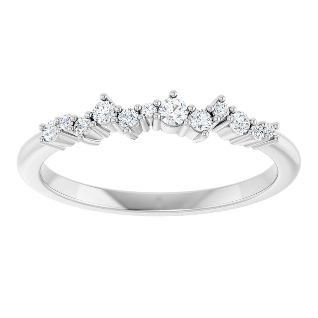 Platinum Round Natural Diamond Stackable Ring V - view 8