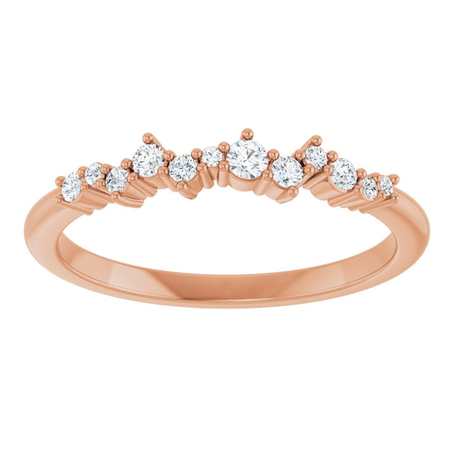 14K Gold Round Natural Diamond Stackable Ring IV - Rose Gold - view 8