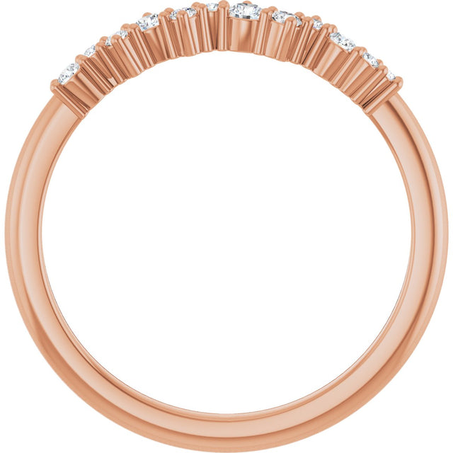 14K Gold Round Natural Diamond Stackable Ring IV - Rose Gold - view 7