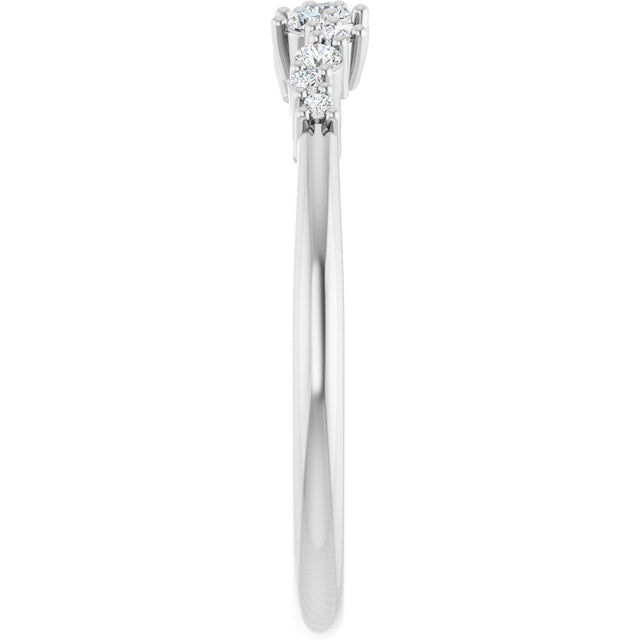 Platinum Round Natural Diamond Stackable Ring V - view 9