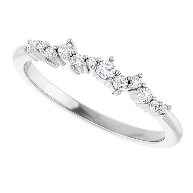 Platinum Round Natural Diamond Stackable Ring V - view 10