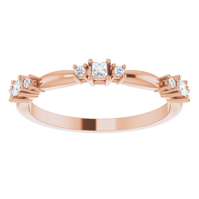14K Gold Square Natural Diamond Stackable Ring - Rose Gold - view 8